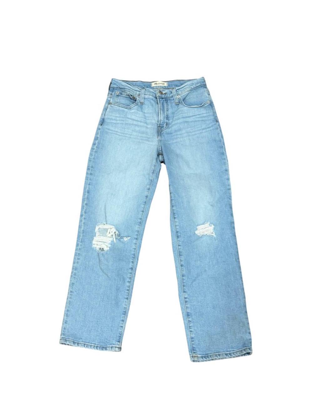 👖 Madewell The Perfect Vintage Straight Leg Light Wash Distressed Jean Size 26P